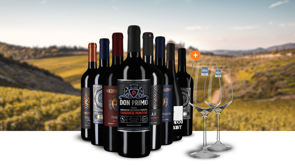 Vinuri rosii primitivo de la Vin Regal, campanie reducere de 56% plus 2 pahare