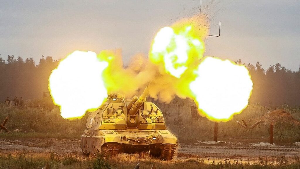 Tanc surprins în timpul unor exerciții militare ruso-belaruse la Mulino, Rusia Foto: Profimedia