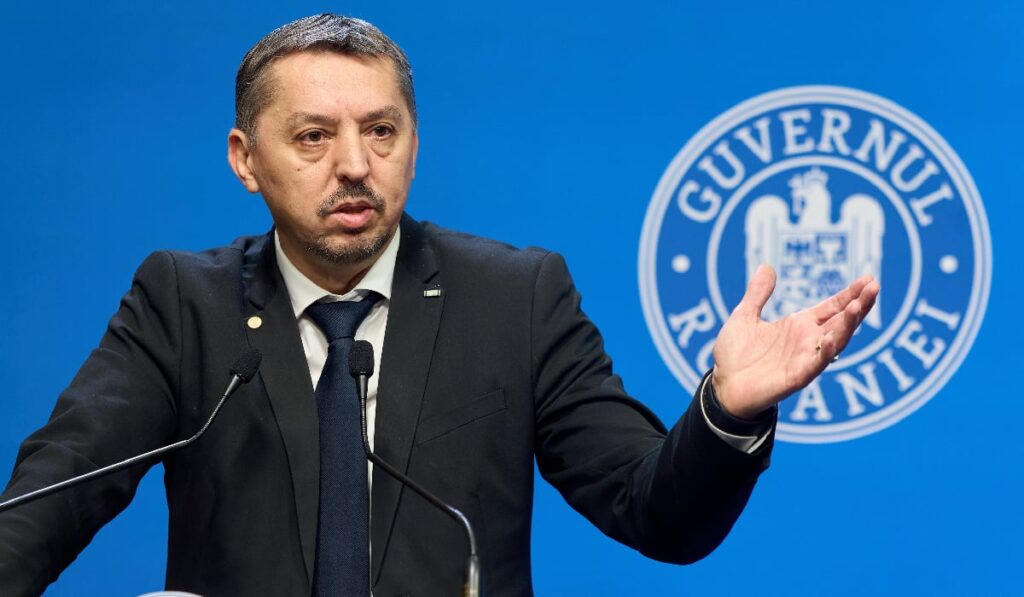 Imaginea îl înfățișează pe Daniel David, vorbind în timpul unei conferințe de presă sau a unei declarații oficiale. El este îmbrăcat într-un costum negru, o cămașă albă și o cravată albastru închis. Pe reverul sacoului, se poate vedea o insignă mică, aurie. Daniel David stă în fața unui fundal albastru pe care este imprimat sigla Guvernului României, un cerc alb cu stema țării și textul "GUVERNUL ROMÂNIEI". Expresia facială este serioasă și concentrată, iar privirea este îndreptată spre dreapta, în afara cadrului. Microfoanele plasate în fața sa confirmă contextul public al imaginii.