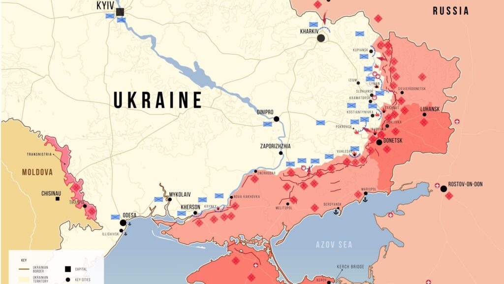 Harta liniei de front dintre Ucraina și Rusia Foto: Shutterstock