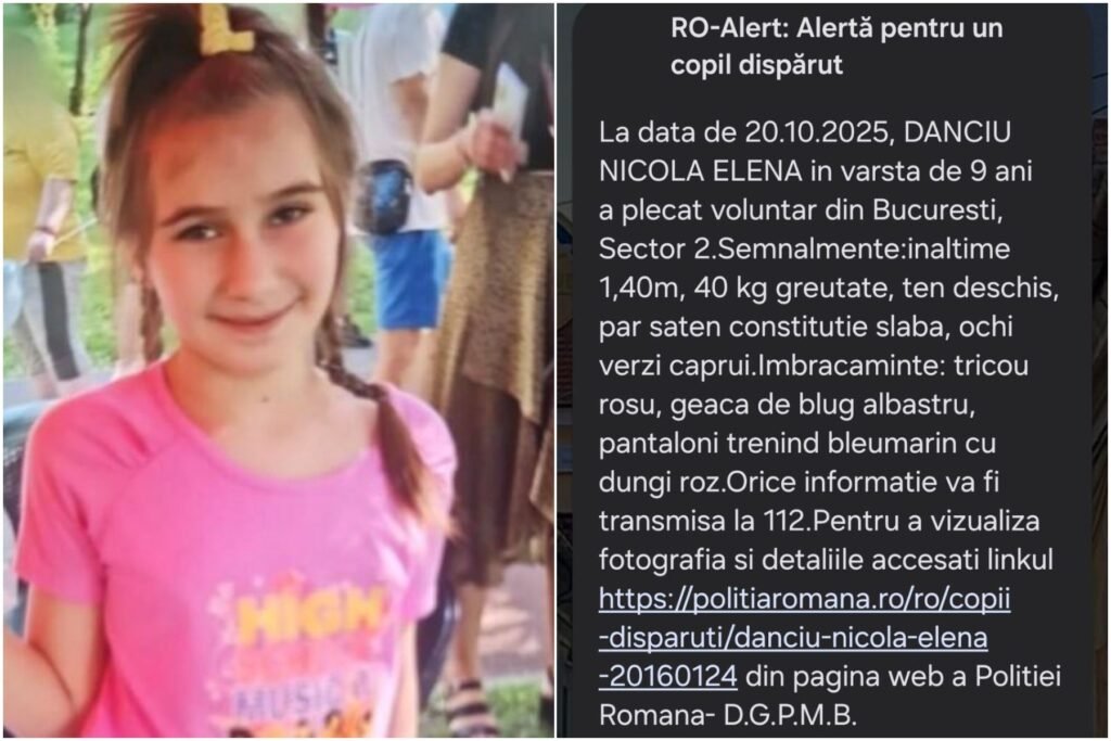 UPDATE A fost găsită fetița de 9 ani pentru care Poliția a emis Ro-Alert