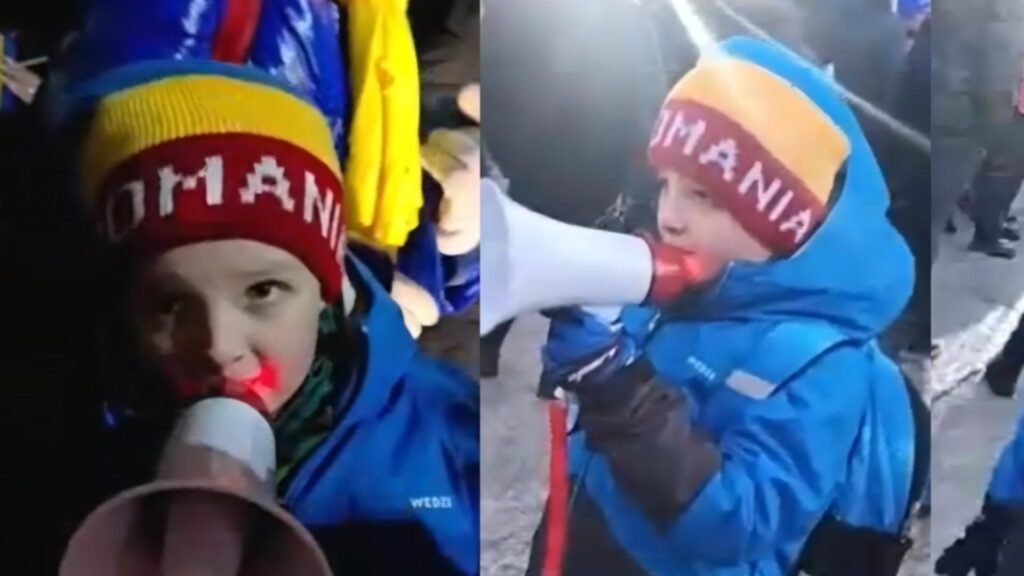 Un copilaș de doar câțiva anișori, imaginea protestului de joi seară: „Călin Georgescu președinte!”