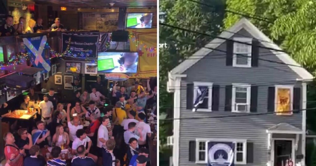 Asalt scoțian la Mondial: puburile din Boston au rămas fără bere, iar cimpoaiele au trezit vecinii Fani scoțieni la Cupa Mondială în Boston: puburi fără bere, cimpoaiele trezesc vecinii