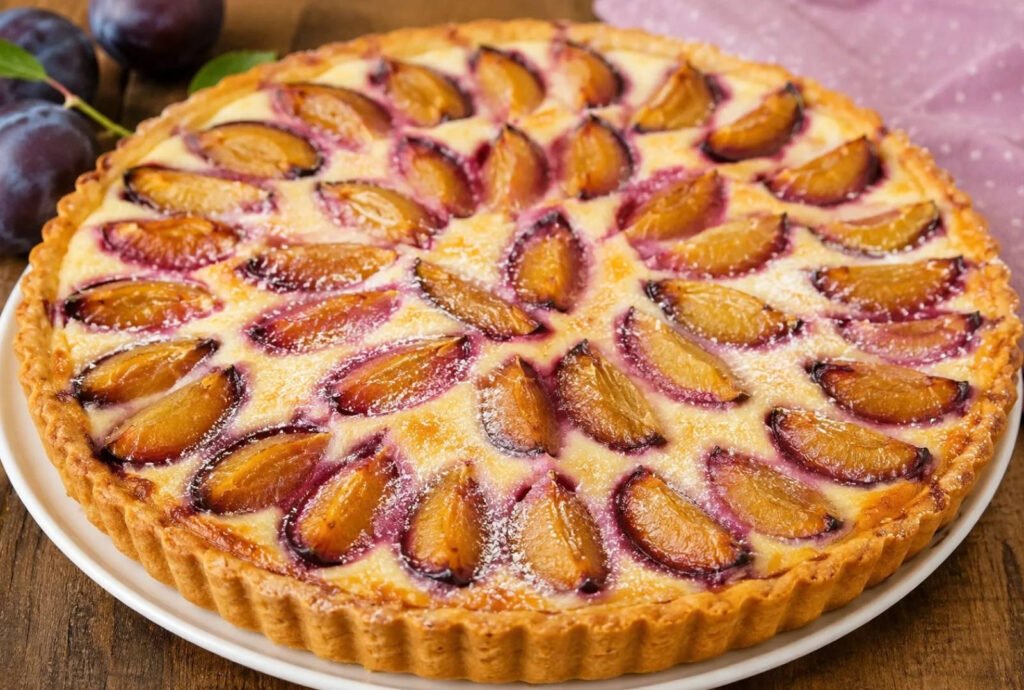 Tartă delicioasă cu prune și iaurt: rețetă simplă și aromatică de sezon pe care nu trebuie să o ratezi!