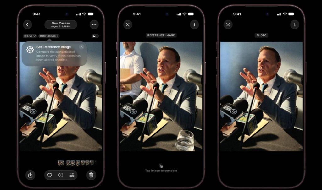 Apple introduce un sistem pentru a demonstra că o fotografie nu a fost generată de AI. Cum funcționează "Apple's New System to Verify Authenticity of Photos Against AI Generation: How It Works"